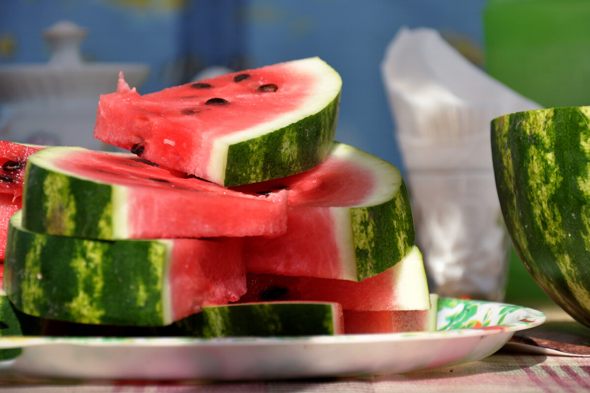 Pile of cut watermelon