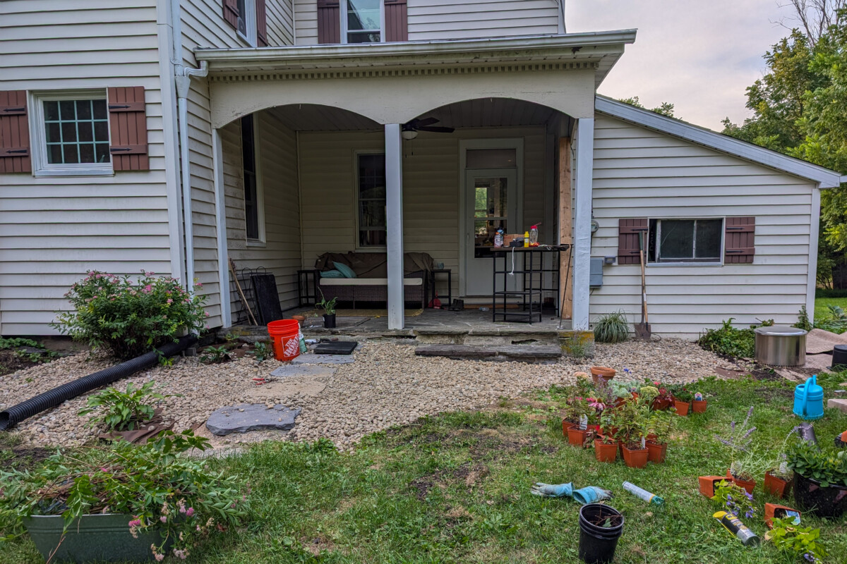 House with new gravel flower beds
