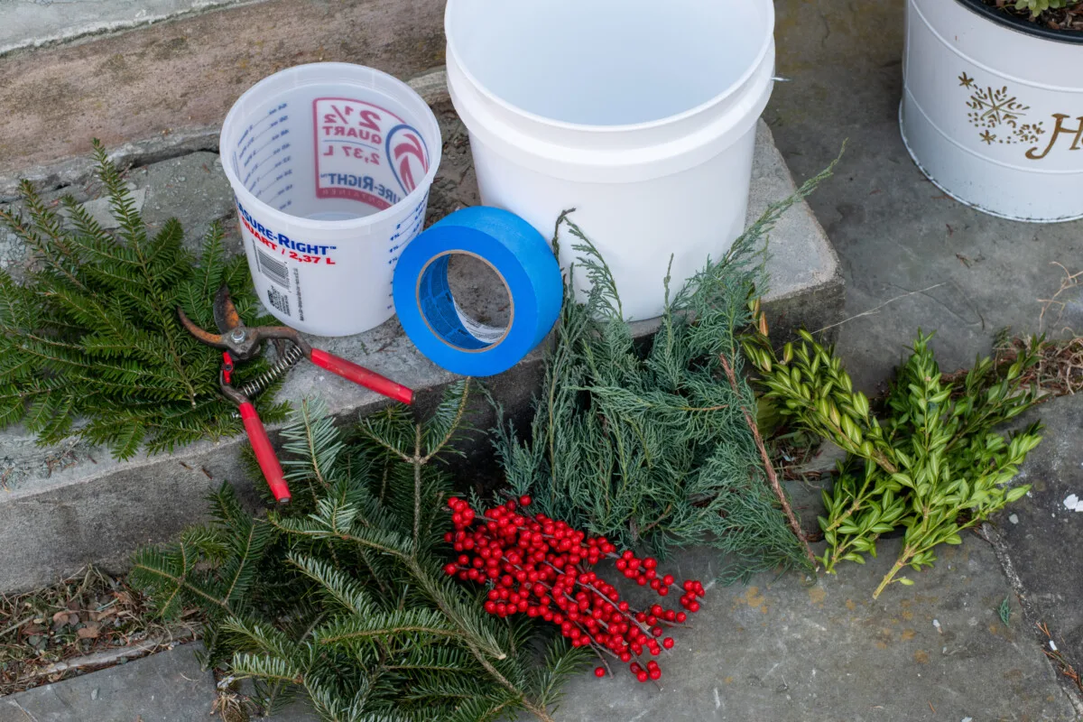 Items needed to make ice luminaries.