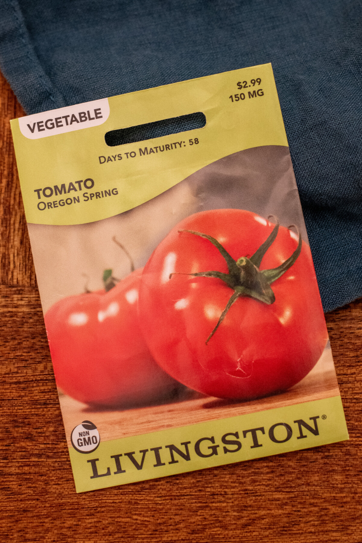 Packet of Oregon Spring tomato seeds
