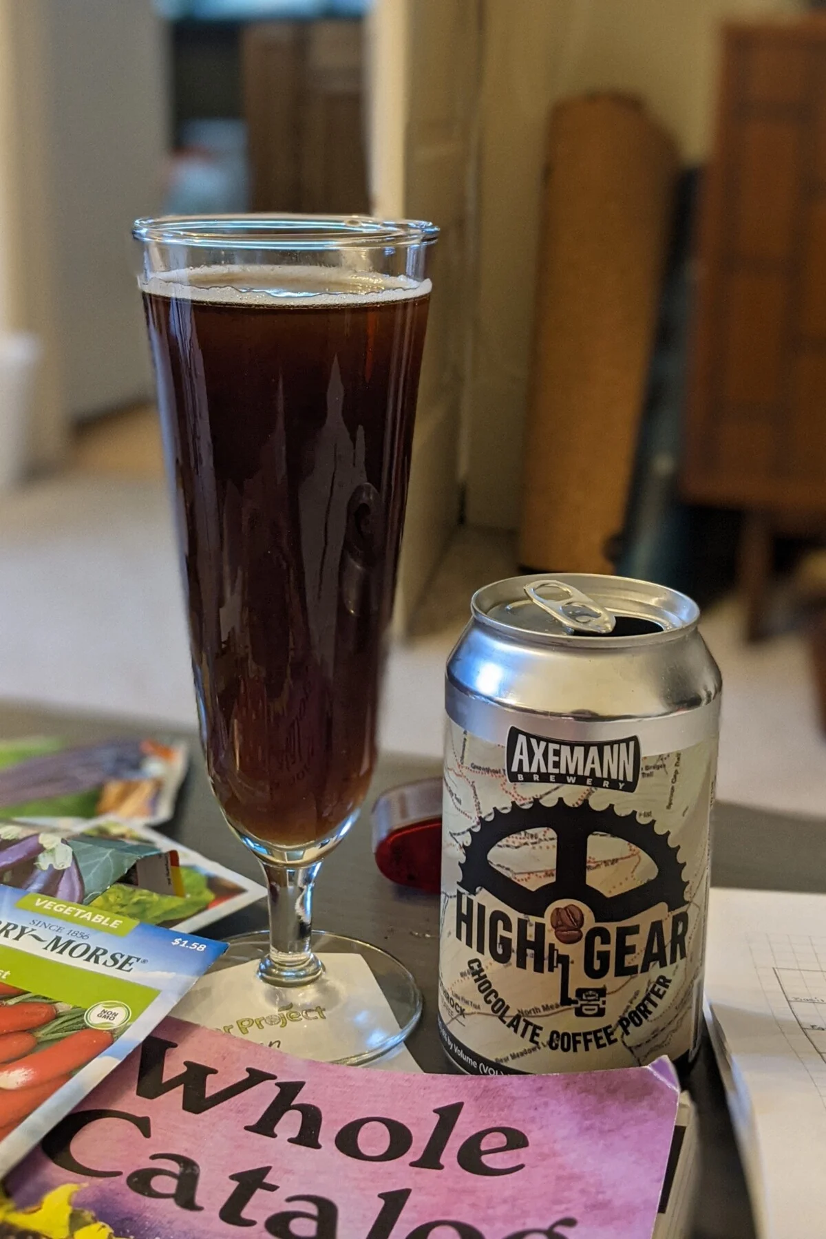 Tall glass of Axemann Brewery High Gear Chocolate Coffee Porter